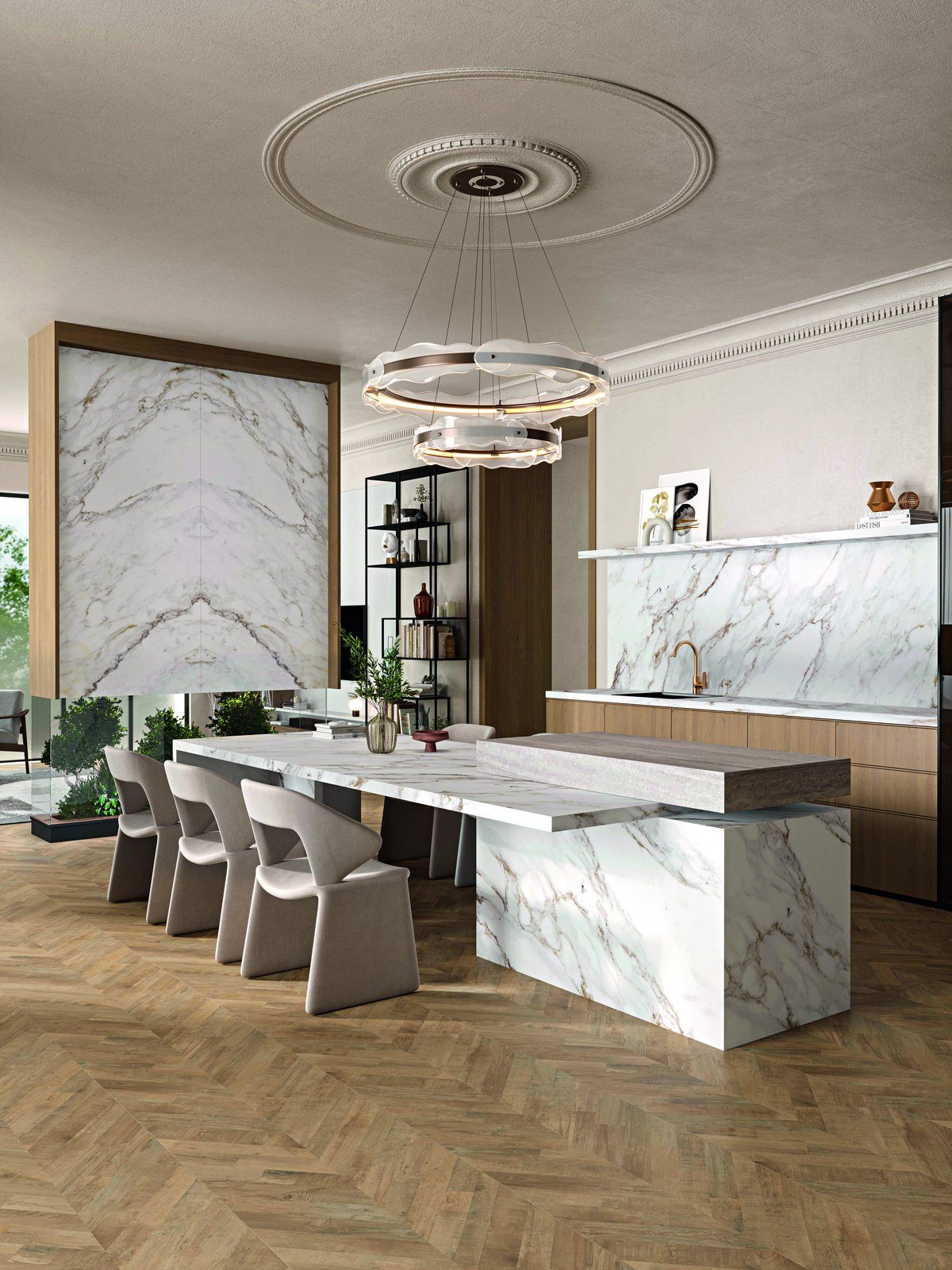 Florence 12 mm Mat Porselen Tezgah 162×323 mutfak örneği 1