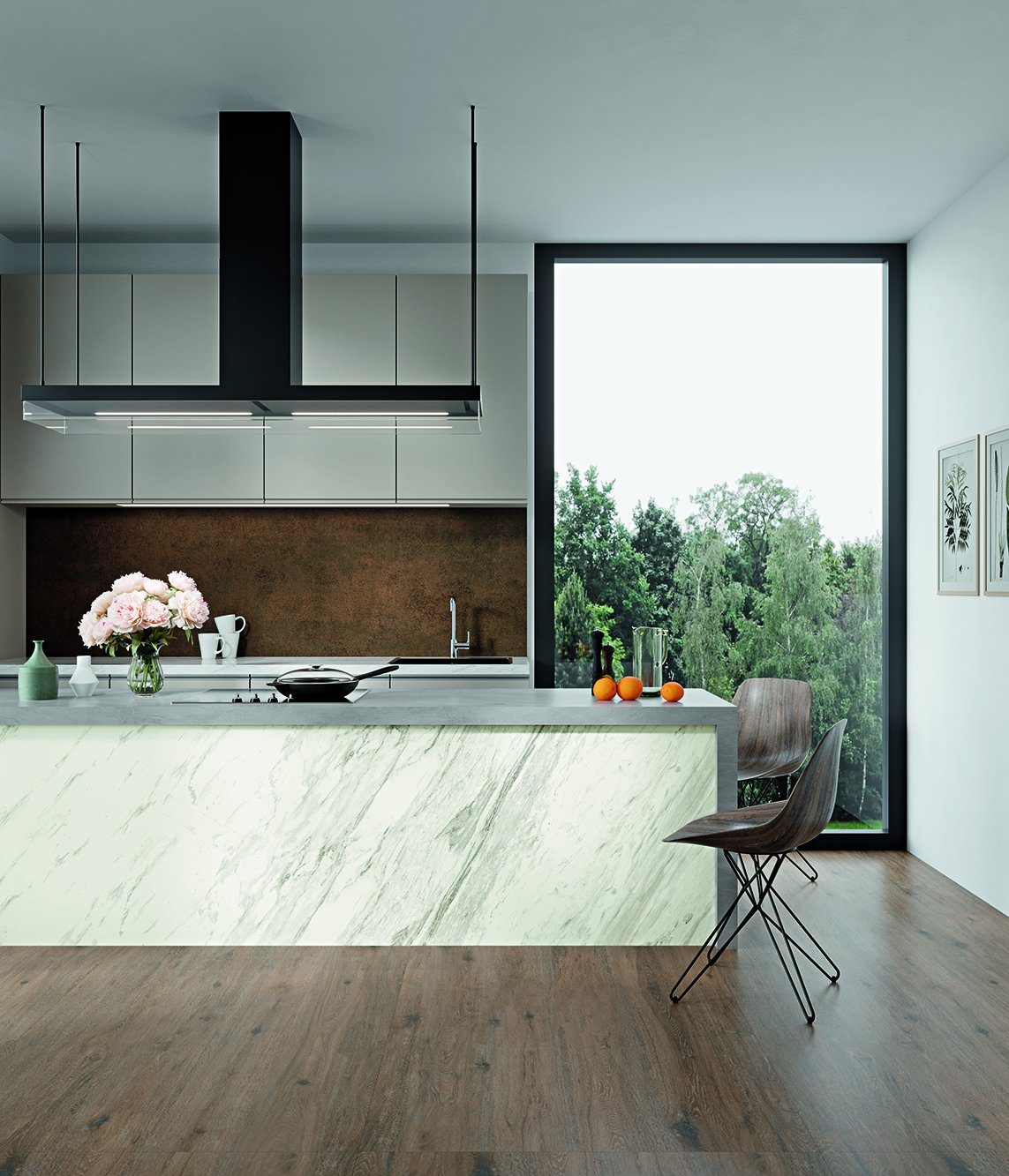 Palissandro 12 mm Mat Porselen Tezgah 162×323 mutfak örneği 1